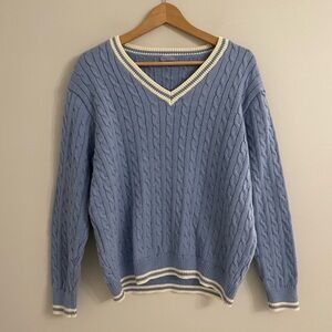John Galt Morgan Blue Cable Knit Sweater